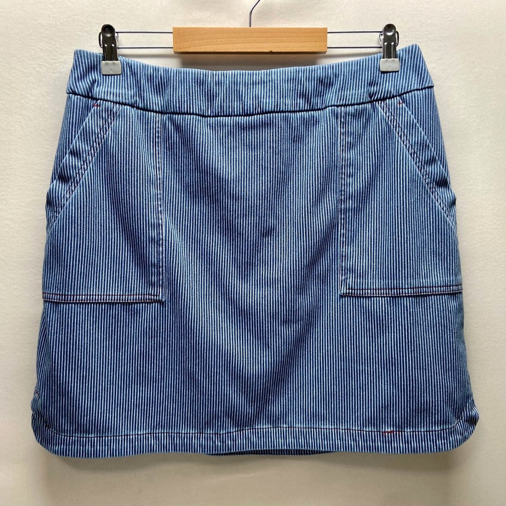 Tribal Sport Activewear Skort Women's Large Blue Denim Railroad Stripe Casual GC